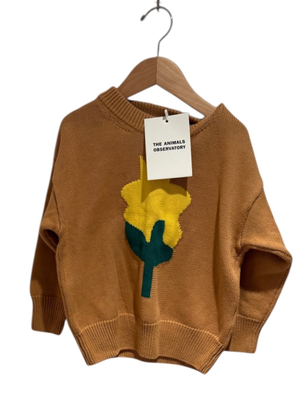 THE ANIMALS OBSERVATORY tan knit sweater with flower design - size 4